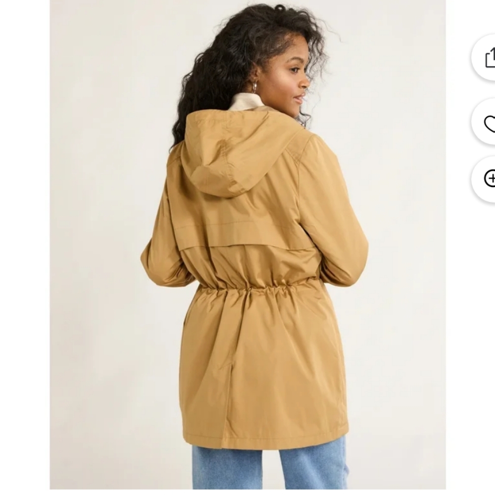 Women's Tan Hooded Lightweight Anorak Jacket